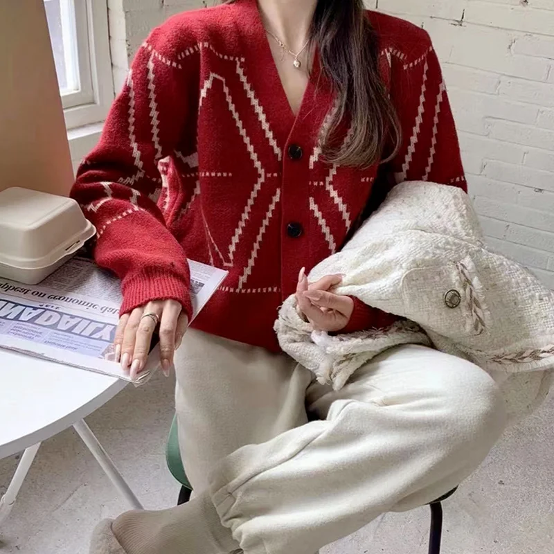 

Cardigan Women V-neck Teens Crop Tops Casual Student Korean Spring New Arrival Comfortable Mujer De Moda Outerwear Chic Knitwear