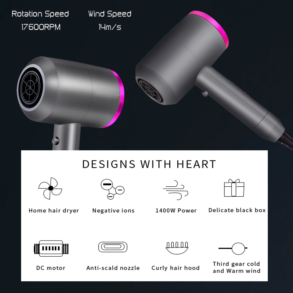 Профессиональный фен для волос сильный ветер салона горячий холодный