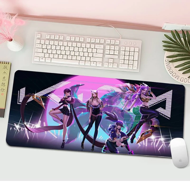maiyaca 80x40cm kda akali laptop gaming mouse pad large locking edge keyboard 70x30cm deak mat for cs go lol dota2 free global shipping