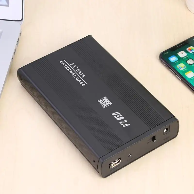 3.5in жесткий диск коробка SATA к USB3.0 алюминиевый сплав HDD чехол EU/US Plug внешний жесткий диск корпус с USB кабелем для компьютера