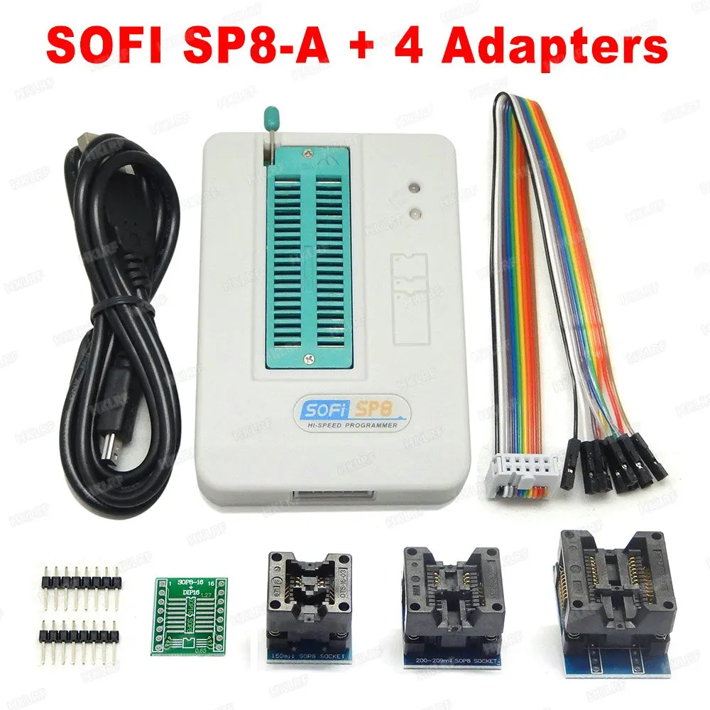 SP8-A -4 adapter SOFI SP8-A/SP8-B программист+ 4 адаптера высокоскоростной USB программист(93/24/25/BR90/flash eeprom) более 5000 чипов - Цвет: SP8-A -4 adapter