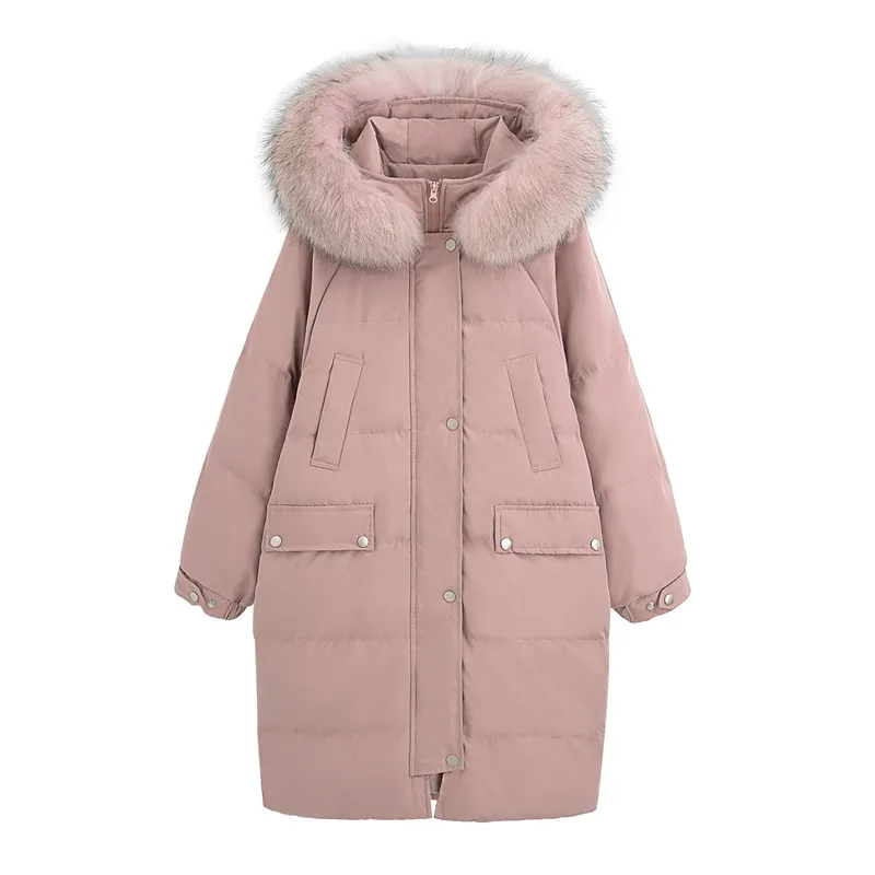 

Women Winter New Fashion Loose Large Fur Collar Hooded Parkas Female Elegant Thick Warm Long Coat Ladies High Street Coats ML847