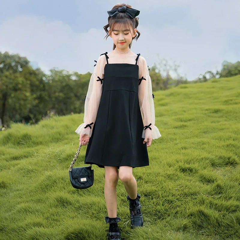 

Модное Сетчатое платье с длинным рукавом для девочек на лето 2021, детская одежда, платье принцессы для девочек