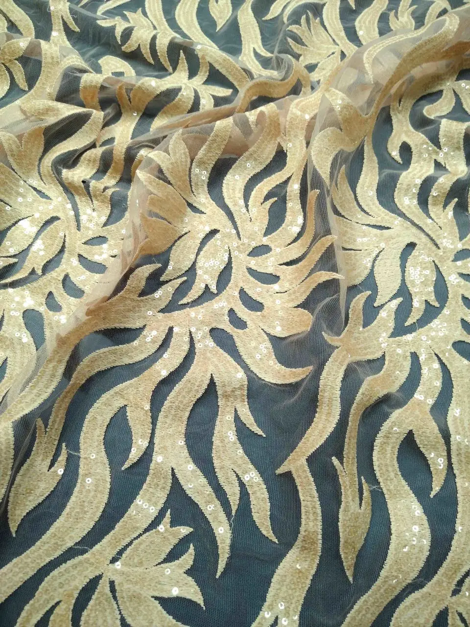 M15561 New French Nigerian Sequins Net Lace African Tulle Mesh Sequence Fabric High Quality For Wedding Dress 5yards/lot | Дом и сад