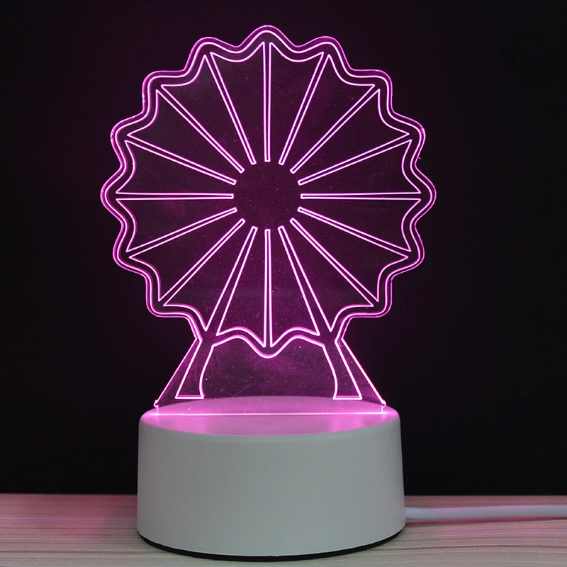 СВЕТОДИОДНЫЙ 3D колесо обозрения детская игровая площадка ночник акриловая