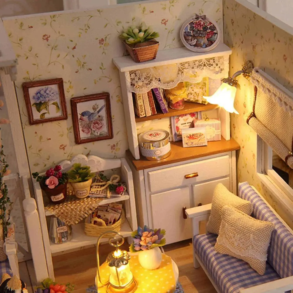 

Miniature DIY Doll House Wooden Miniatura Doll Houses Furniture Assemble Kit Handmade Model Dollhouse Toy For Children Gift