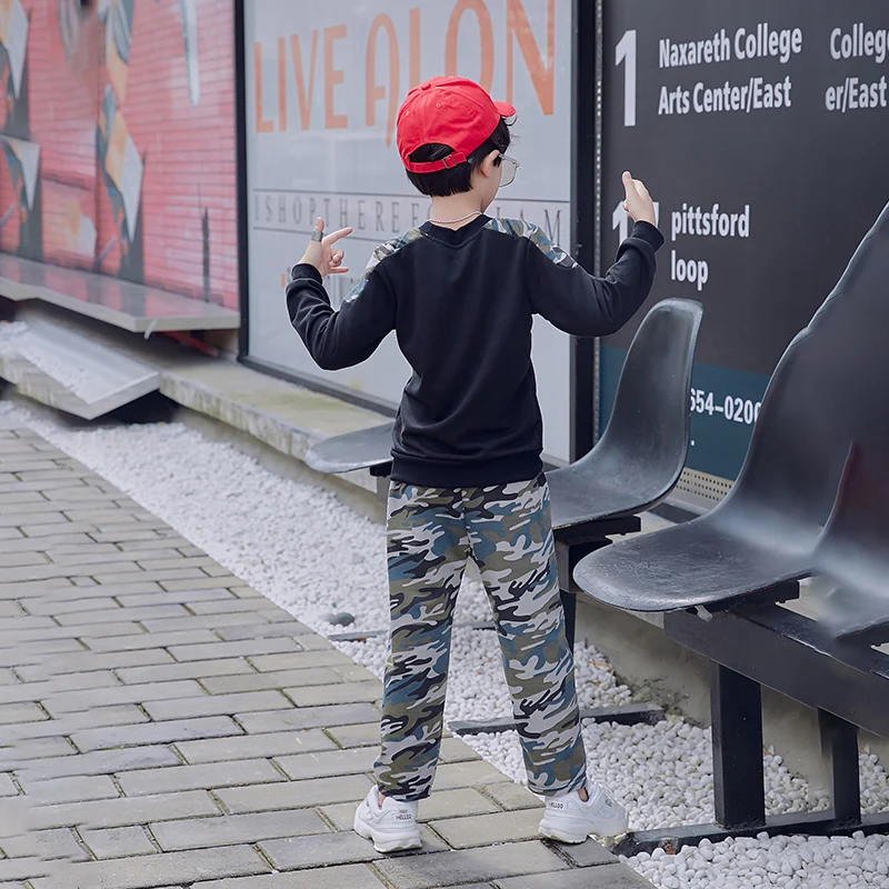 Костюмы для мальчиков в стиле милитари топы + штаны 2 шт. камуфляжные костюмы |