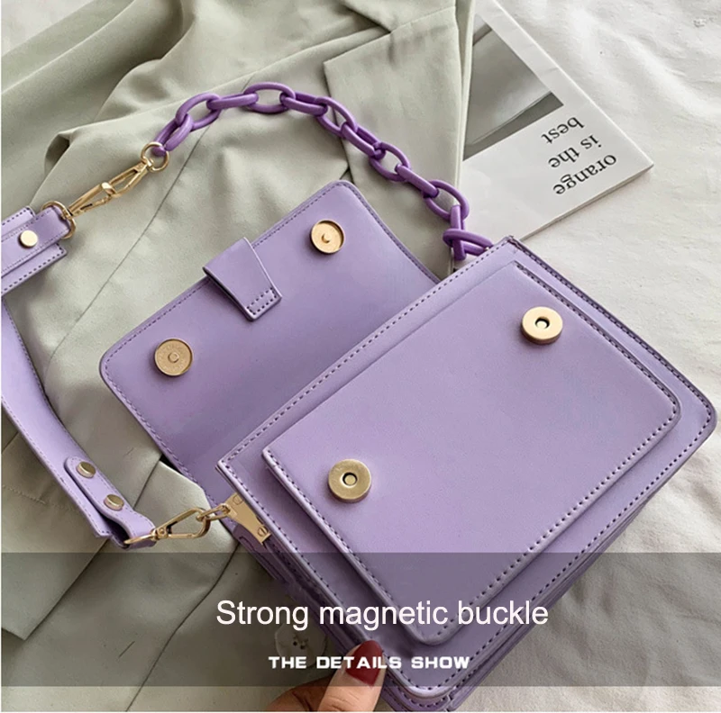 

High Quality PU Leather Flap Bag Shoulder Bags for Women Hot Fashion Mini Chain Crossbody Bag
