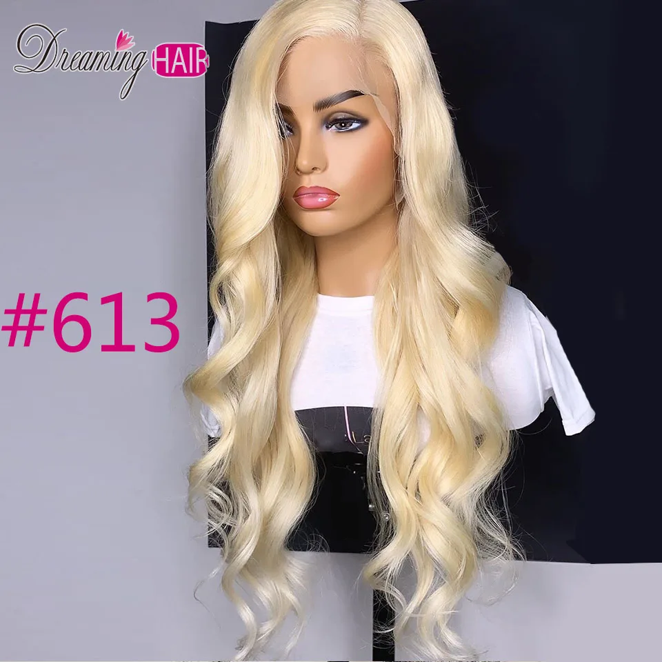 613 lace wig Предварительно выщипанные медовые светлые кружевные передние человеческие волосы парики с детскими волосами для черных женщин бразильские красные волнистые человеческие волосы Remy Парики - Цвет волос: 613 lace wig