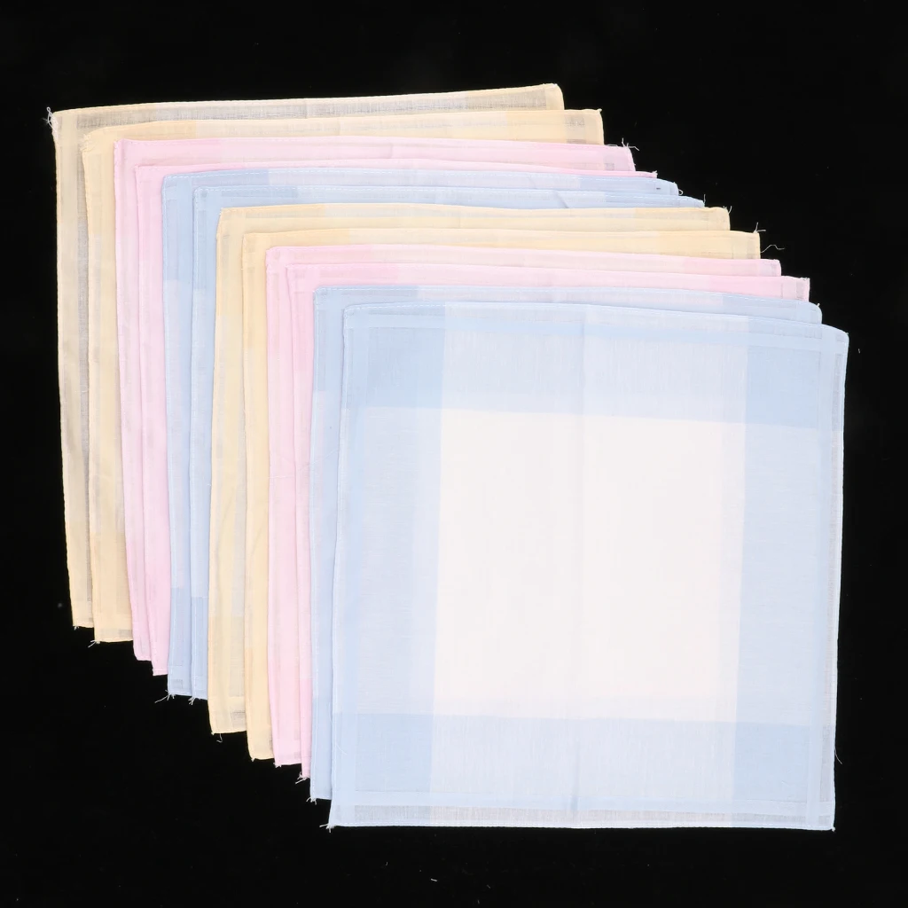 

Pack of 12 Assorted Cotton Handkerchief Plaid Print Pocket Square Soft Hanky