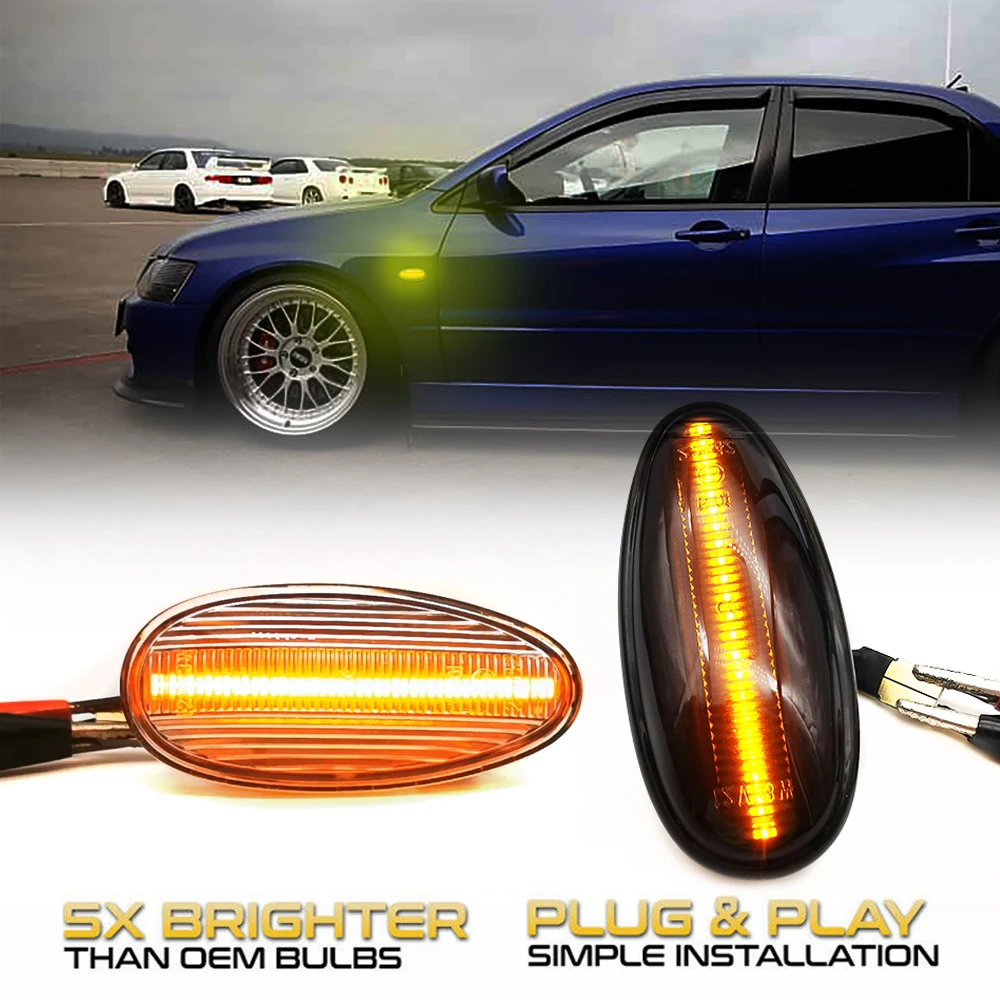 

2Pcs Dynamic Amber LED Side Marker Light Tuan Signal Lamps For Mitsubishi Outlander Lancer Freeca Pajero Eclipse Galant Space