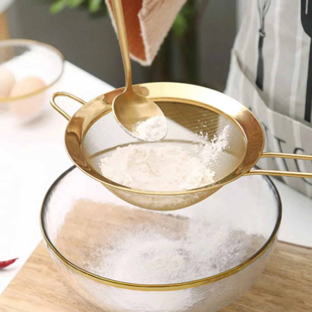 Stainless Steel Gold Mesh Separate Oil Strainer Flour Sifter Sieve Colanders Coffee Filter Kitchen Bakeware | Дом и сад