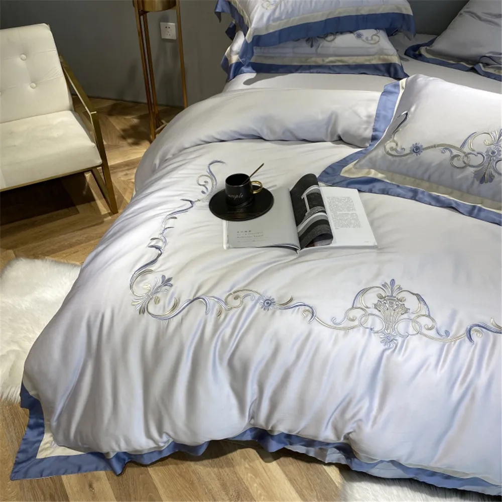 Европейский Стиль однотонные Цвет 60 Тенсел вышитые набор из четырех частей