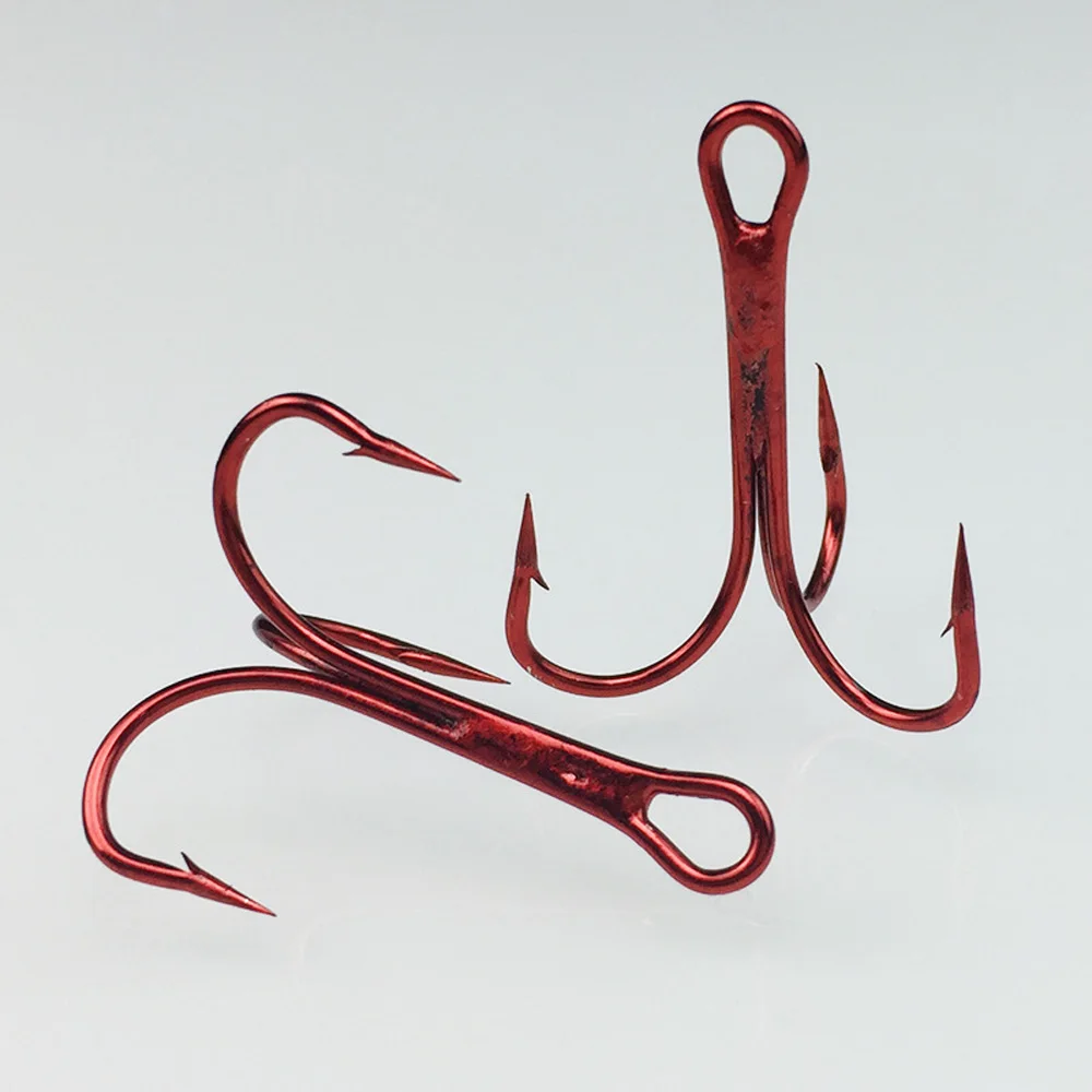 10 шт./лот тройной Якорный крючок из красного никеля рыболовные снасти 3/0 14 # острые