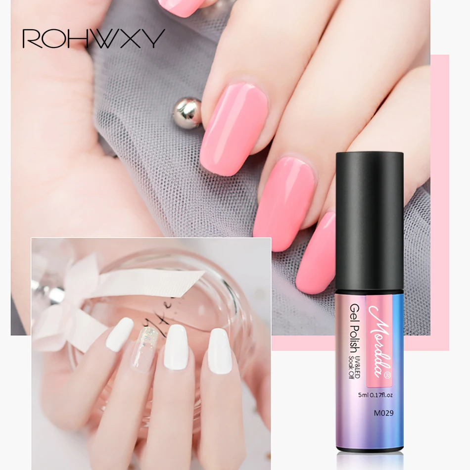 Блестящий Гель лак для ногтей ROHWXY 5 мл полимерный УФ верхняя база основа маникюра