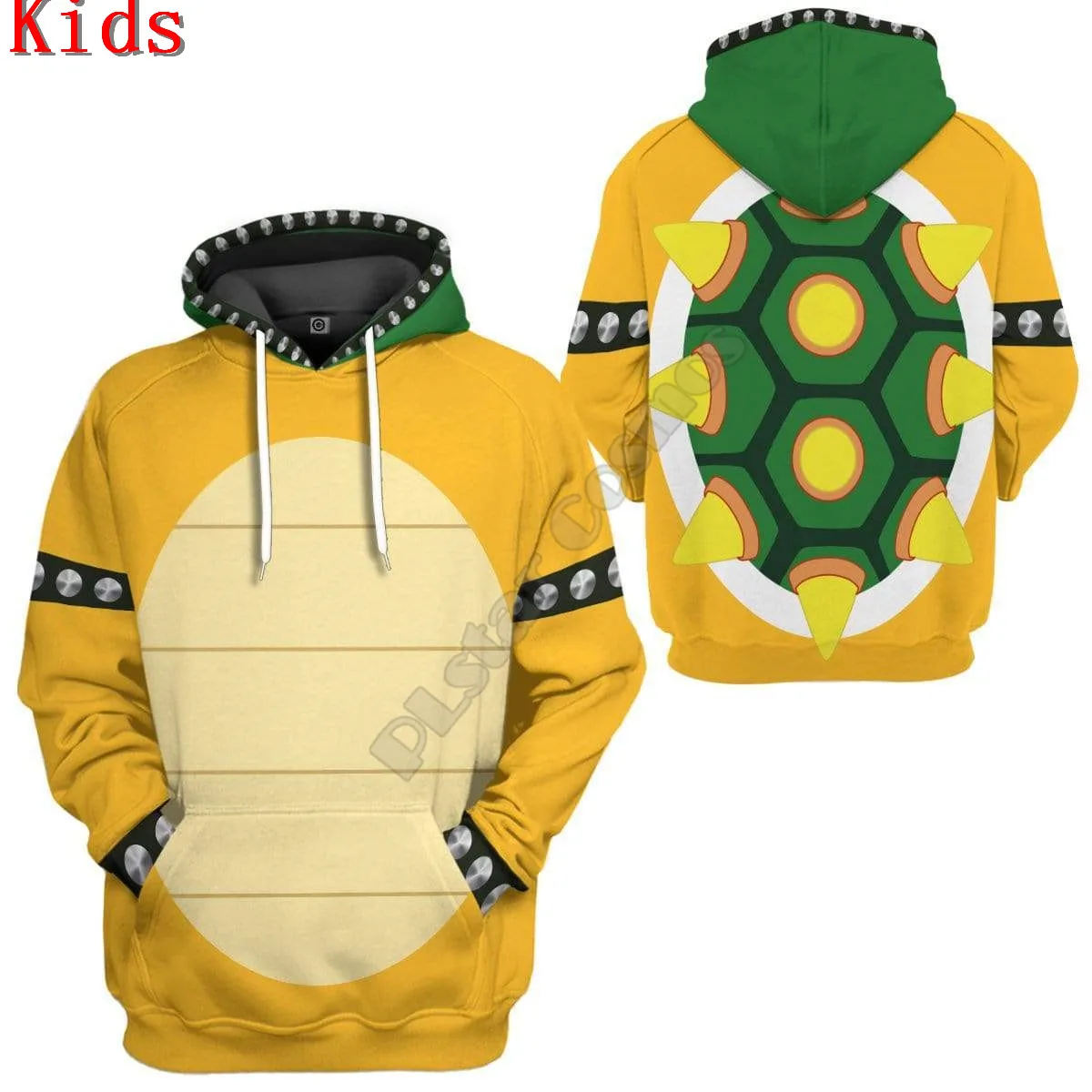 Uniforme de Bowser con estampado 3D para niños, Sudadera con capucha, chándal, chaqueta, camisetas, ropa de Cosplay 04