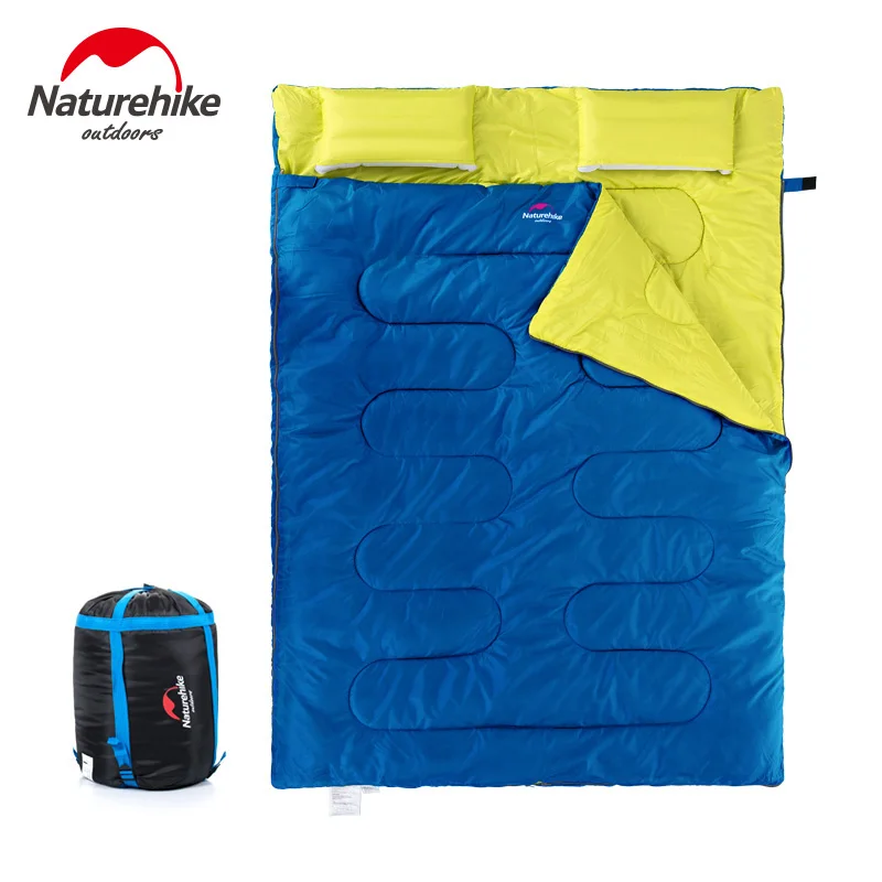 

Двойной хлопковый спальный мешок NatureHike, на 2 человек, с подушкой, для отдыха на открытом воздухе, Путешествий, Походов