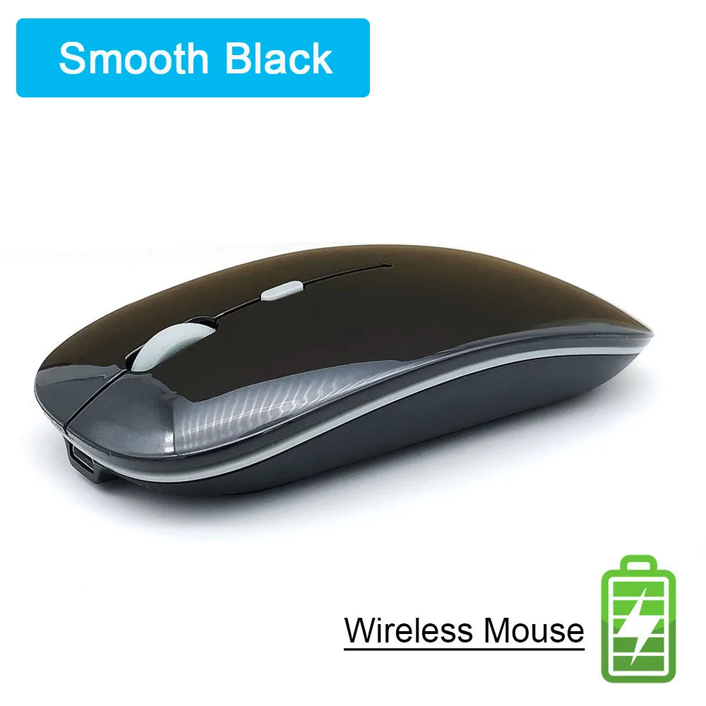 Smooth Black Bluetooth Бесшумная беспроводная мышь перезаряжаемая Встроенная батарея 2,4 ГГц USB компьютерная мышь для ПК ноутбука - Цвет: Smooth Black