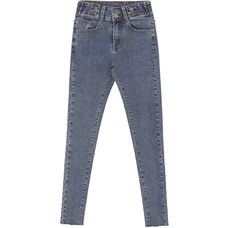 

New Elegant Women Autumn Winter Jeans Lady Fashion Casual Street Slim Denim Pants Plus Velvet