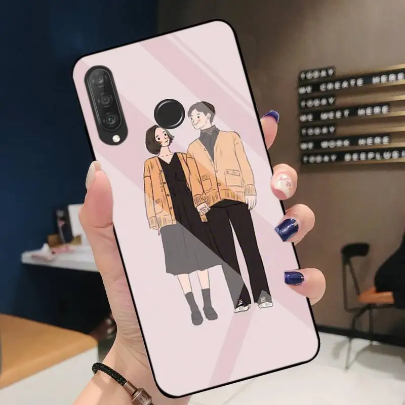 

Cute Couples Phone Case For Huawei P9 10 20pro 30lite Mate 9 10lite 20pro Honor 7A 8X 9 Nova3i 5ipro Tempered Glass