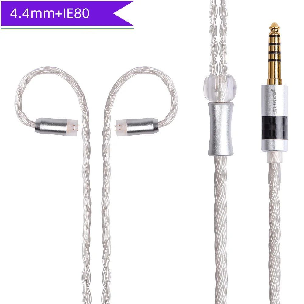 white 4.4mm IE80 FDBRO 16 ядер 2,5/3,5/4,4 мм с серебряным покрытием наушников обновления аудио провода наушники MMCX IE80 IM 2Pin 0,78 мм A2DC кабель SE425 SE535 - Цвет: white 4.4mm IE80