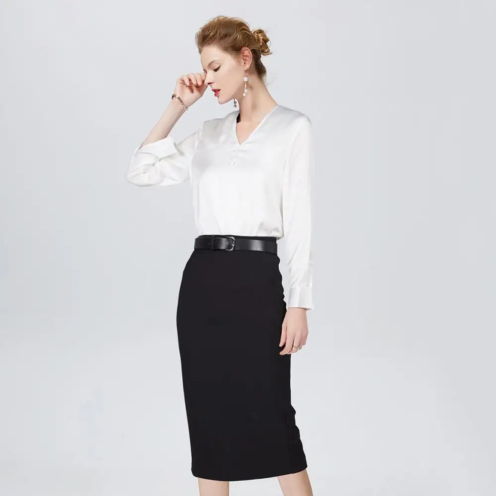 

[2020 Spring and autumn new style ] v-neck t-shirt, hip skirt, slim skirt, two-piece suit for women