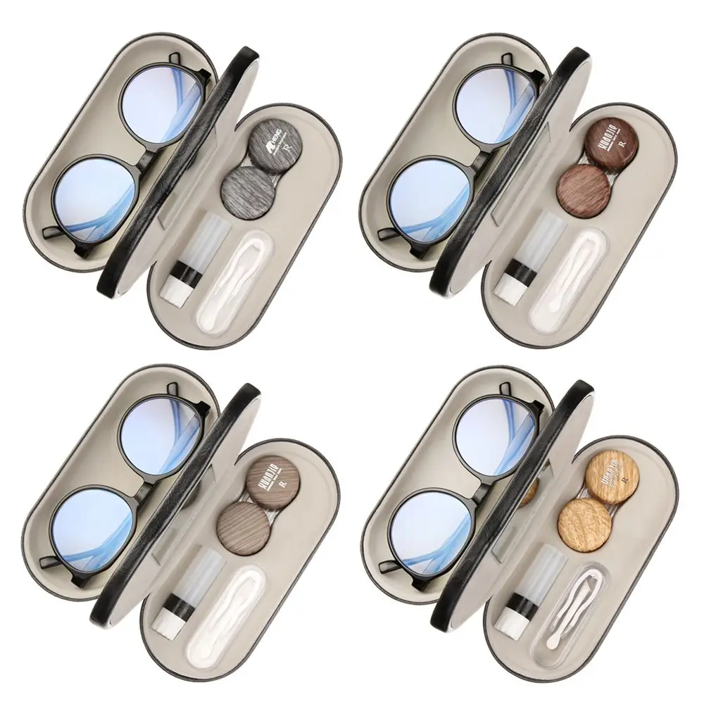 

Waterproof Container Organizer PU Leather Hard Shell Eyeglass Box Eyeglasses Protector Double Eyeglasses Case Lens Box