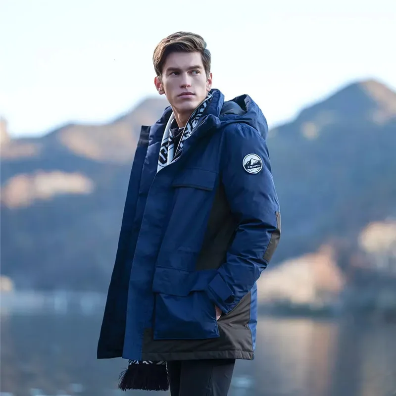 Зимние мужские пуховики Zenph водостойкая теплая куртка на гусином пуху с