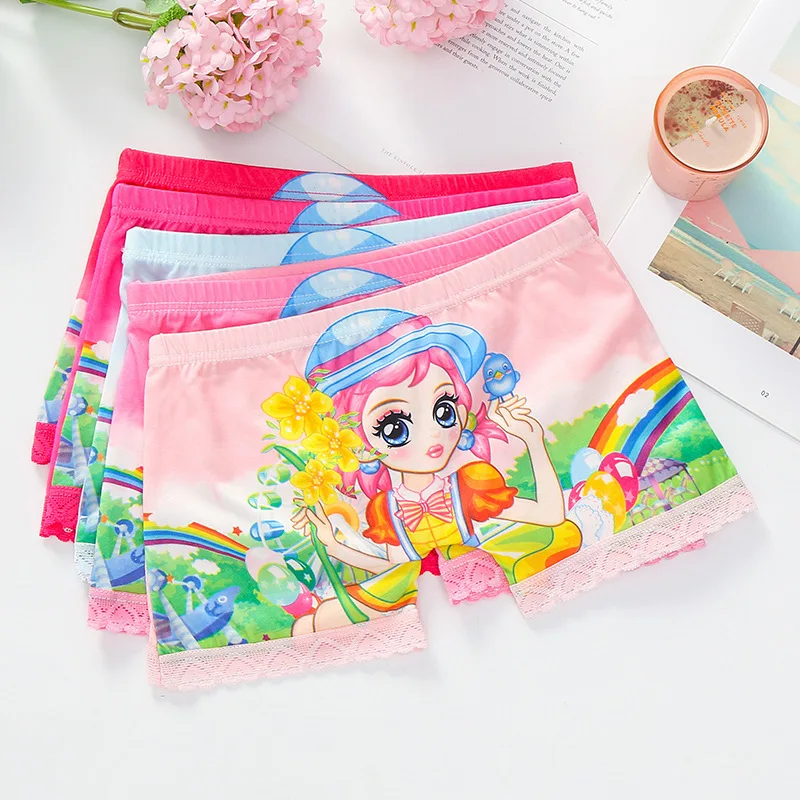 5 шт./лот хлопковые трусы боксеры с мультяшным рисунком для девочек нижнее белье