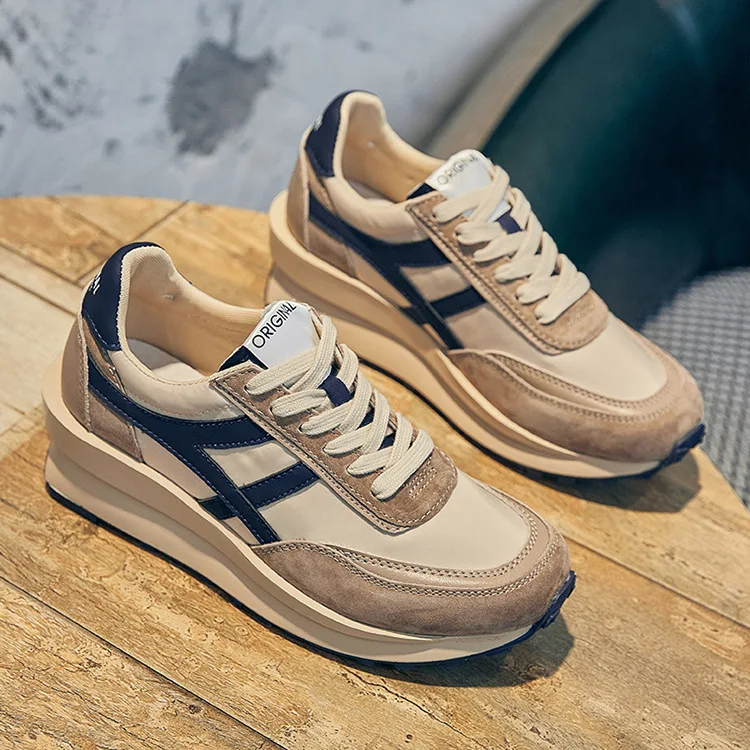 

Кроссовки женские на плоской подошве, дышащие легкие кеды из кожи, на шнуровке, толстая обувь для бега, на лето