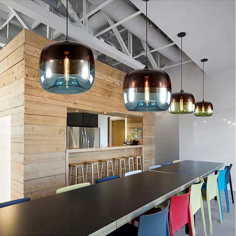 

Pendant Lamp Fixtures E27 LED Pendant Lights 1modern Nordic Colorful Hanging Glass for Kitchen Restaurant LED Bulbs Cord Pendant