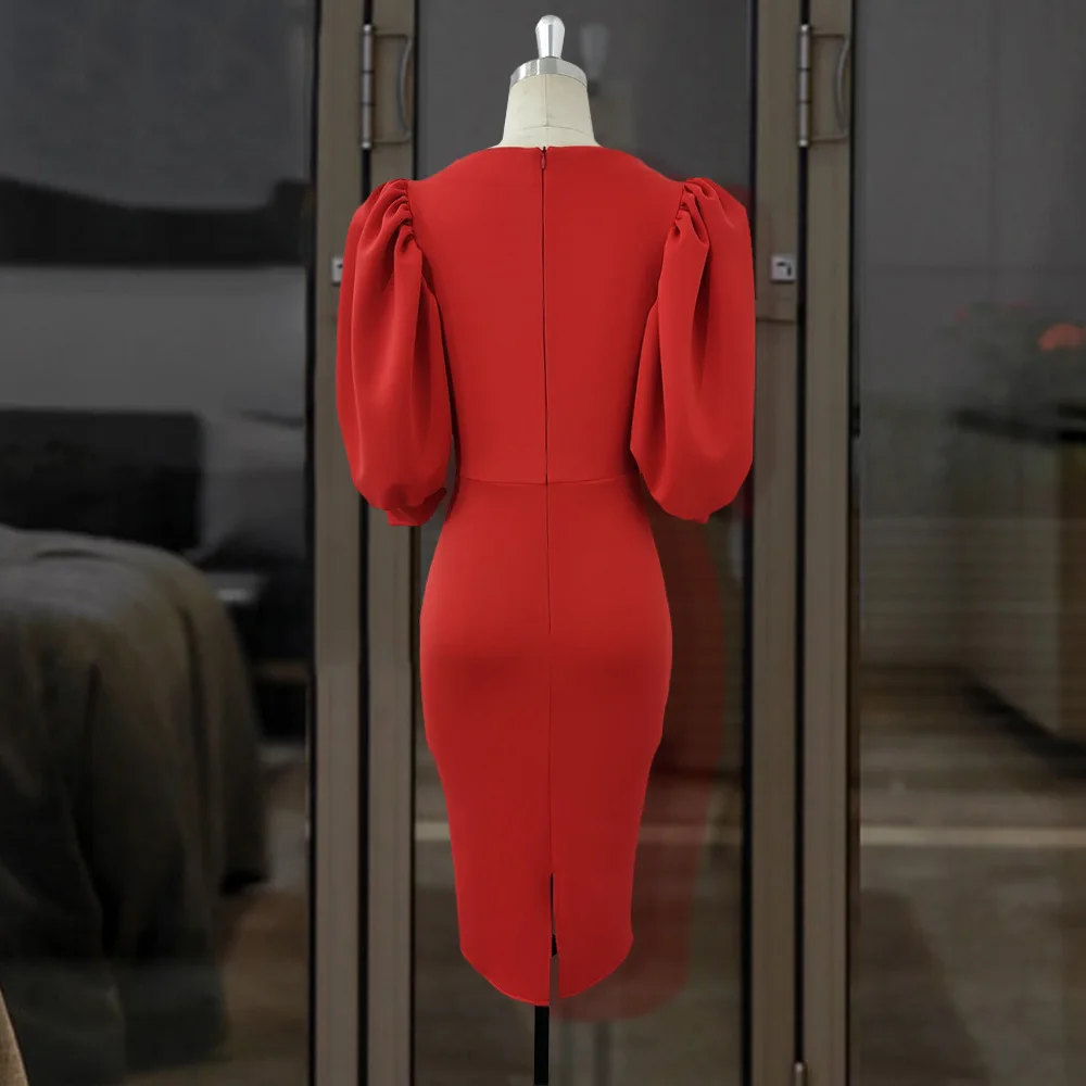 Летние офисные женские элегантные вечерние платья красного размера плюс в