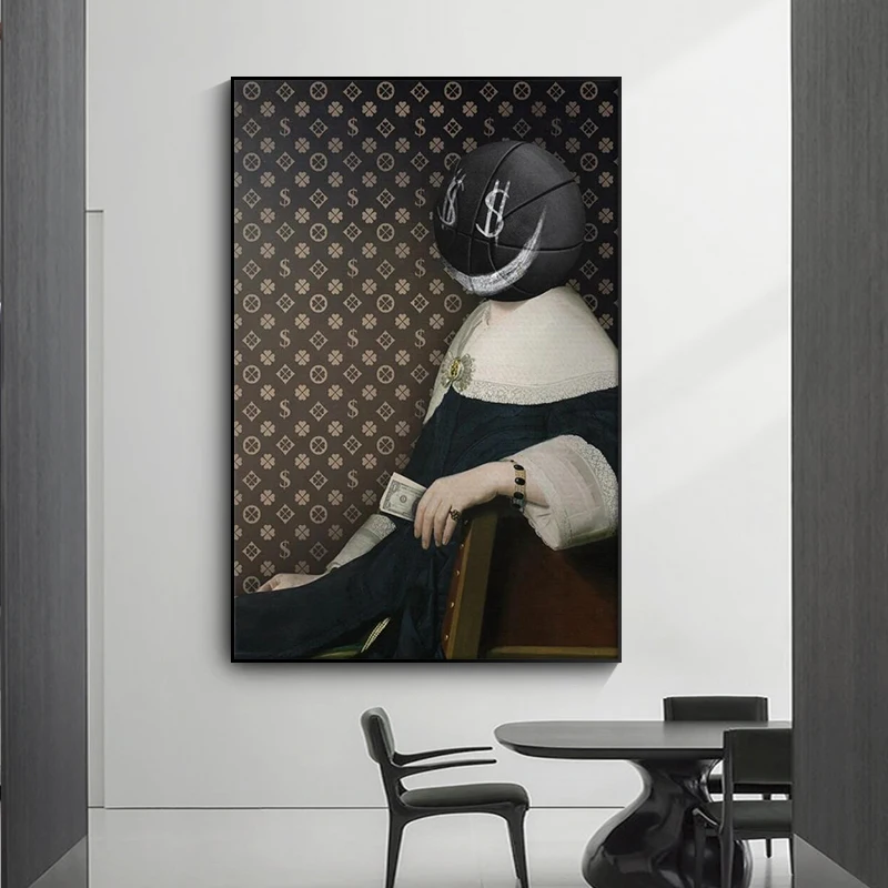 

Luxury Painting Masked Palace Family Vintage Poster Dollar Man Graffiti Canvas Print Modern Pop Art Wall Pictures Bedroom Decor