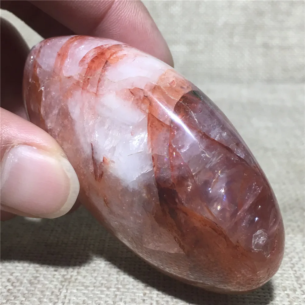 

Rainbow Natural Red Fire Quartz Crystals Palm Reiki Healing Gemstone Ornament For Home Decoration Chakra Treatment Specimen Gift