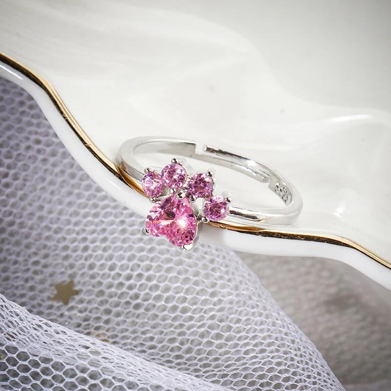 Креативное милое кольцо-коготь с принтом собачьей лапы модные хрустальные