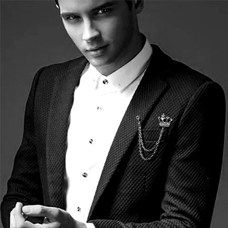 Новая мода Корона Брошь для мужчин высокого класса горячая распродажа костюмов