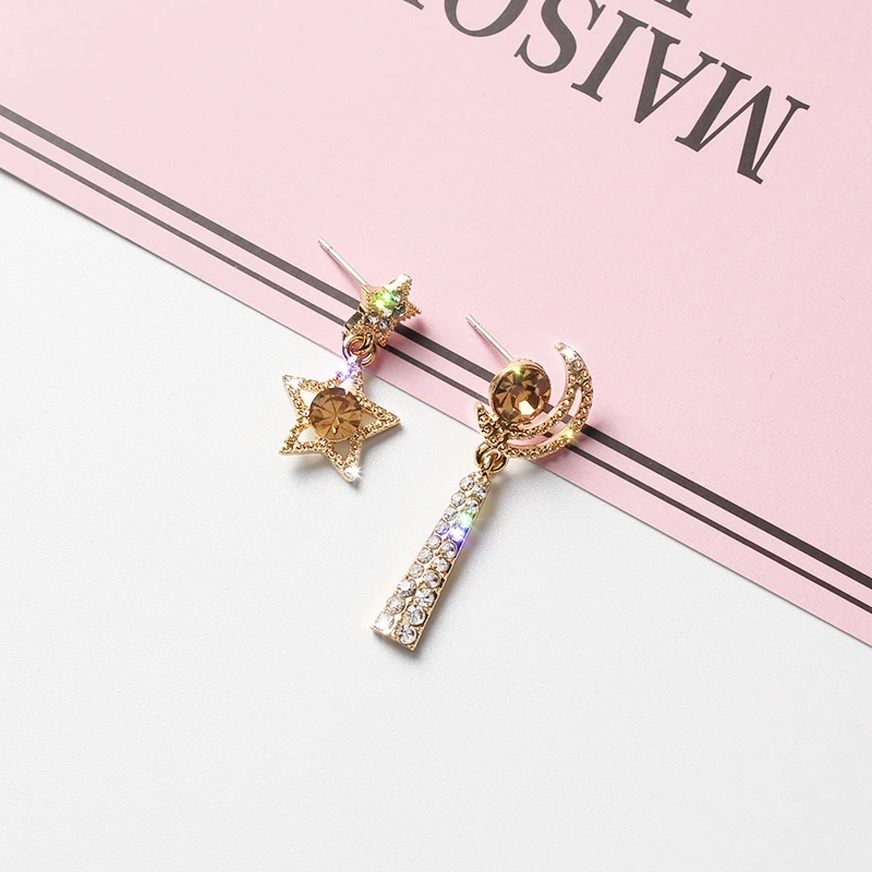 2019 новый золотой Цвет асимметричного кроя Луна Звезды Длинные Позолоченные