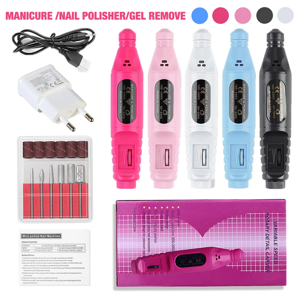 

Nail Drill Machine With box Portable Rechargeable Nail Drill Pen Apparatus for Manicure Nail Gel Polisher With Full LCD Display
