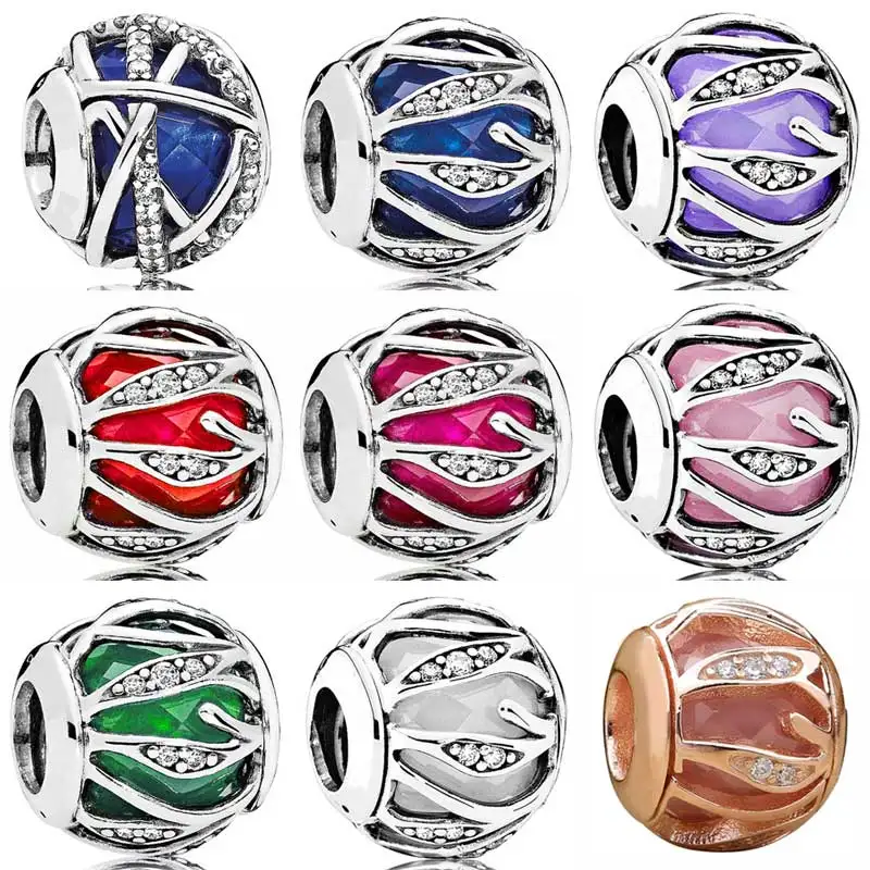 

Бусины из серебра 925 пробы с разноцветными листьями и сияющей звездой