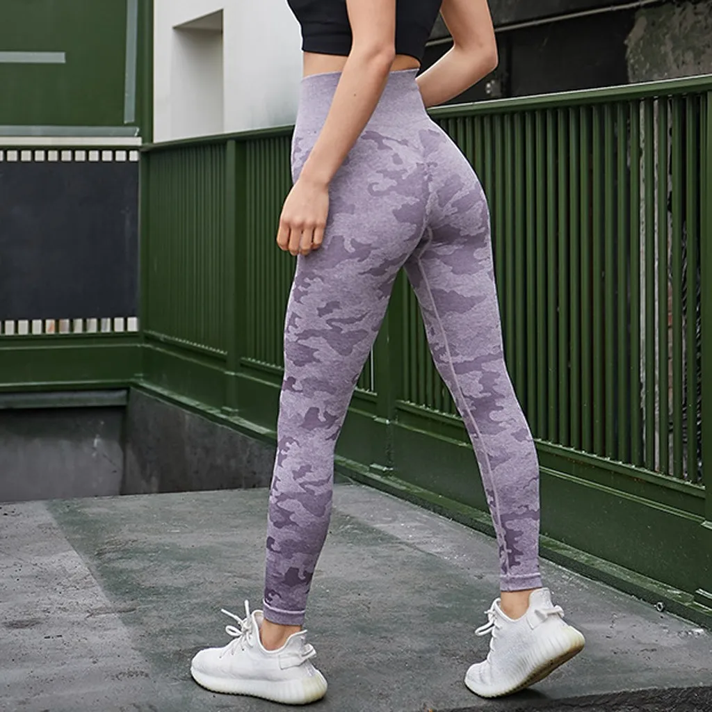 

DAIGELO Women Workout Camouflage Crop Top Leggings Fitness Sport Yoga Athletic Pants Newest Ladies Exercise Running Leggings