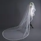 В наличии, свадебная вуаль, мягкий тюль, аппликации из кружева с пайетками, белый цвет слоновой кости, Женская Фата невесты 2020