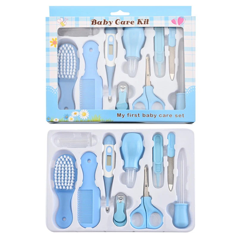 Kit de cuidado de la salud del beb&eacute;, Kit de cuidado de u&ntilde;as, term&oacute;metro, cepillo de aseo, tijeras multifunci&oacute;n, art&iacute;culos de tocador para ni&ntilde;os-0