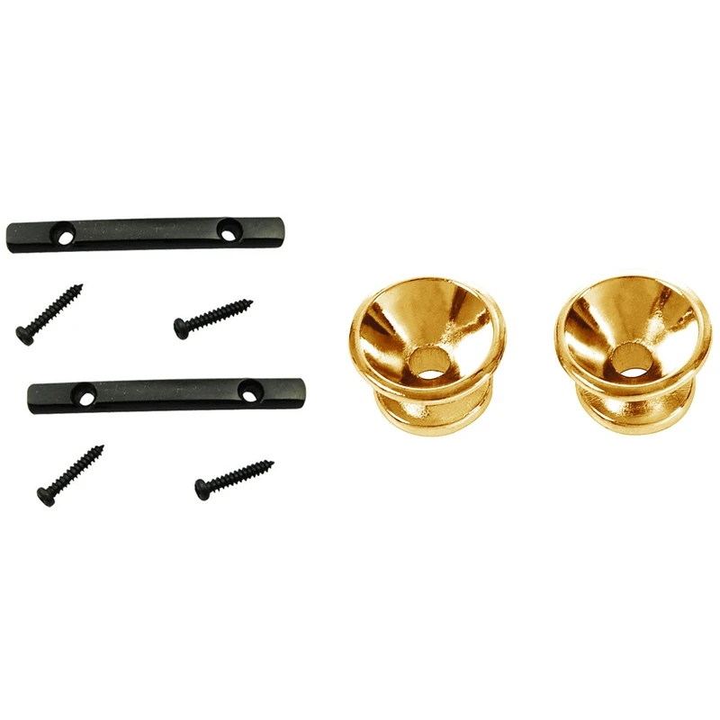 

2 Pcs Electric Guitar Strap Button Screw Lock Pins Pegs Pads with 2 Pcs Guitar String Retainer Bar for Strat Tele