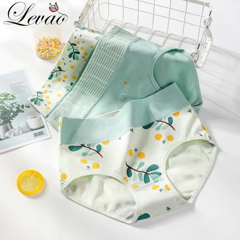

LEVAO Women High Waist Breathable Soft Cotton Panties Girls Comfort Underwear Seamless Briefs Cute Print Sexy Lingerie