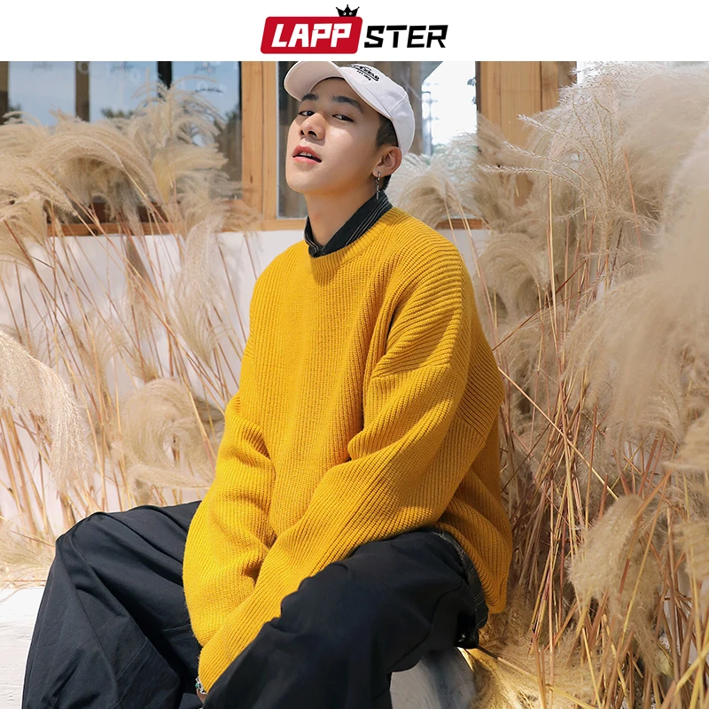 Мужской Свитер оверсайз LAPPSTER модель 2020 года мужской зимний модный свитер в