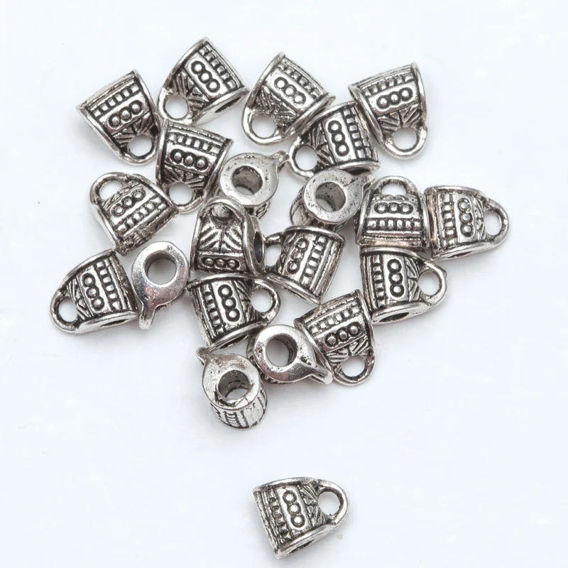50 шт./пакет античное серебро бусины в тибетском стиле амулеты большая дыра форме