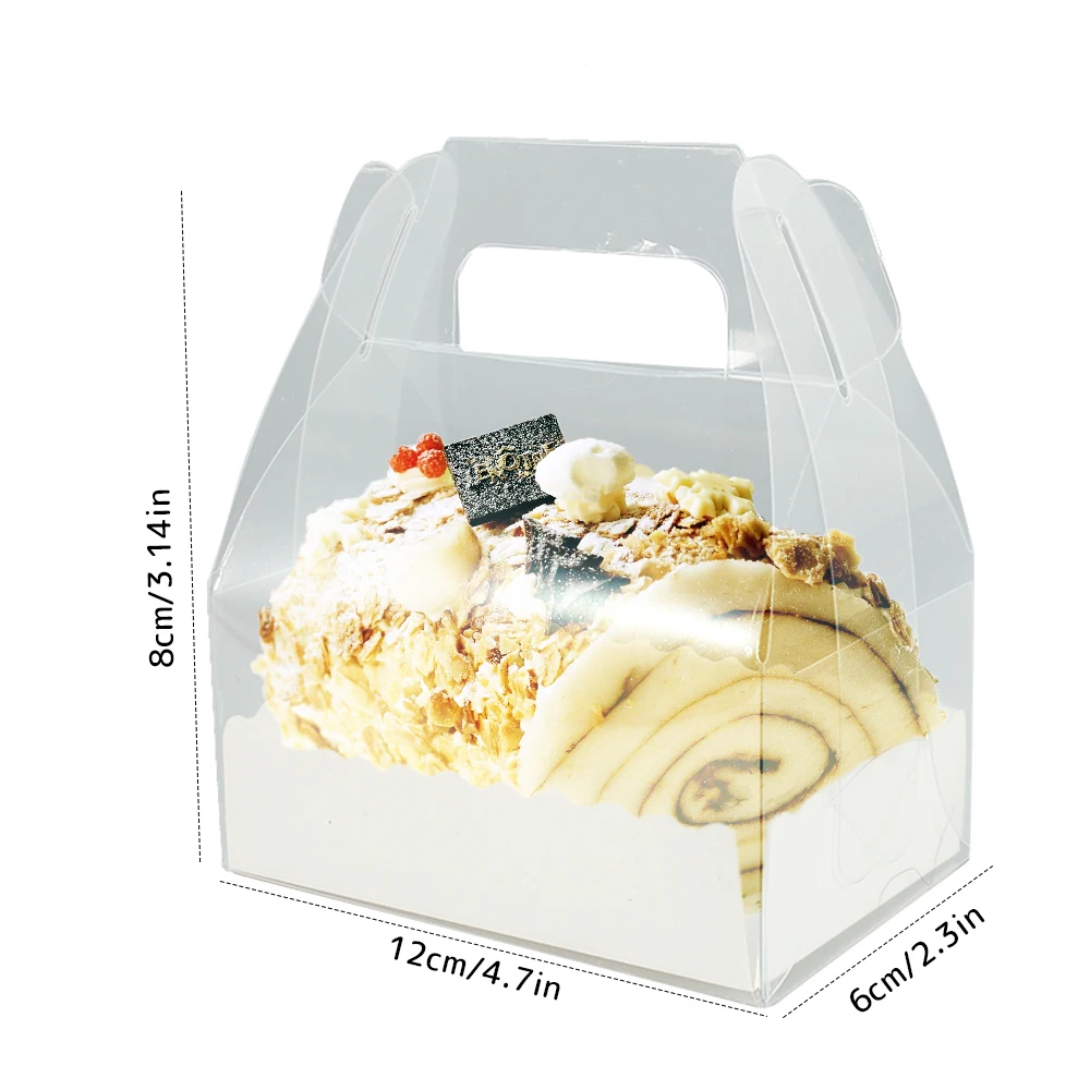 

10pcs Transparent Cupcake Boxes with Removable Tray Cake Food Box With Handle for Xms Birthday Wedding Party Candy Gift Packing