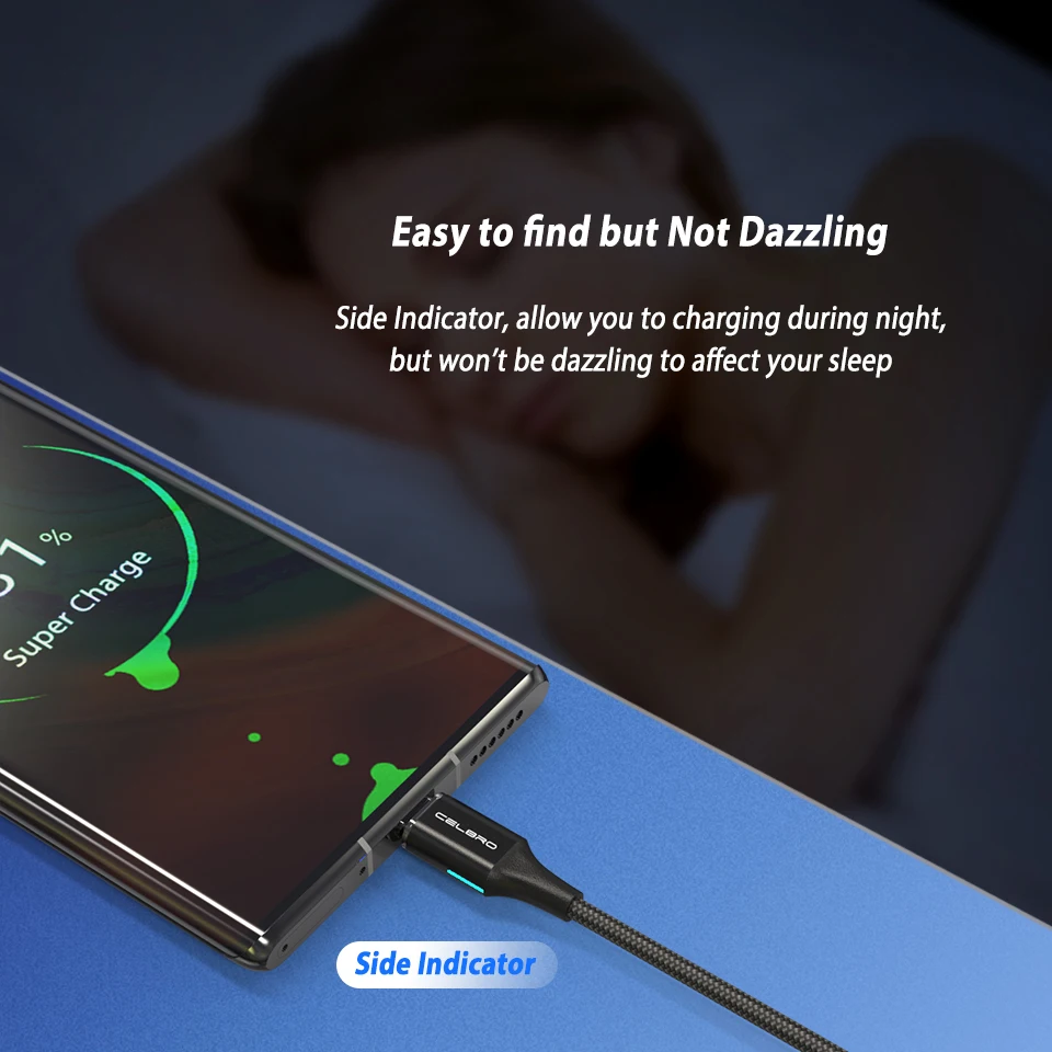 Магнитный кабель USB Type C 5A супер зарядный для быстрой зарядки Type-c 1 м светодиодный
