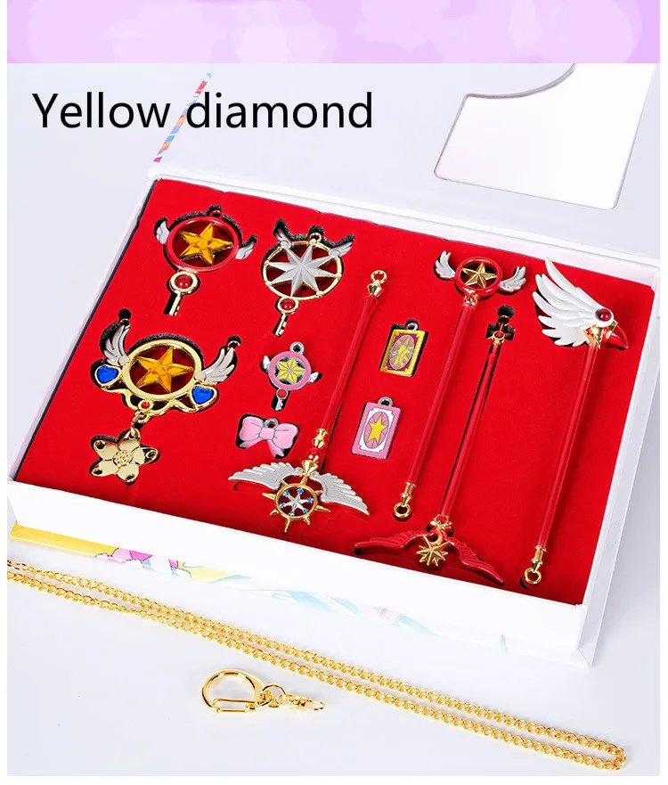 A Card Captor Sakura волшебные палочки для ключей ожерелье кулон Косплей Реквизит Коллекция набор аксессуаров - Цвет: A