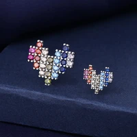 lantao store love color rhinestone inlaid zircon womens stud earrings light luxury exquisite earrings 2021 popular party gifts